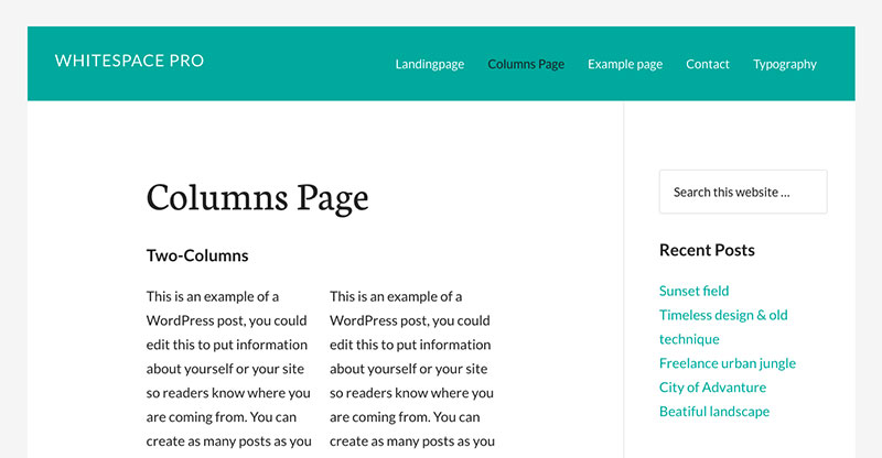 Add a sidebar to Whitespace Pro - Genesis Themes and Plugins | WPStudio